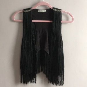 Gorgeous black fringe vest